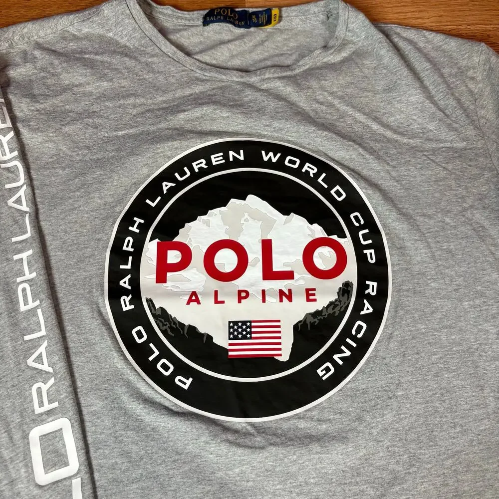 Polo Ralph Lauren‎ Mens Alpine Ski Long Sleeve Shirt Size XL Grey Preowned